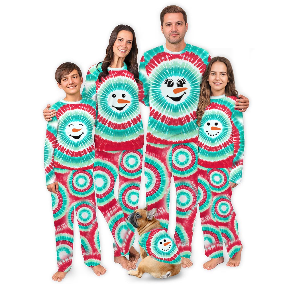 Colorful Snowman Face Custom Christmas Pajamas Colorful Snowman Face Custom Christmas Pajamas