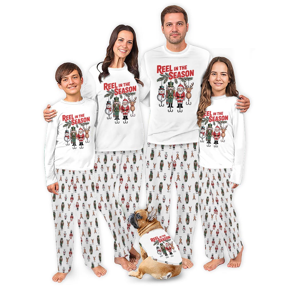 Merry Fishmas Matching Family Pajamas Saying Reel In The Season