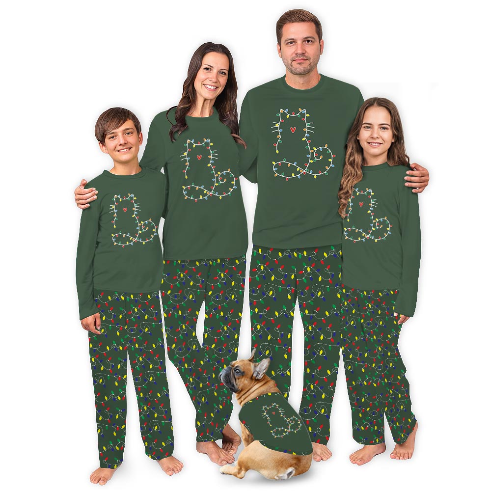 Cute Xmas Lights Cat Holiday Christmas Pajamas Cute Xmas Lights Cat Holiday Christmas Pajamas