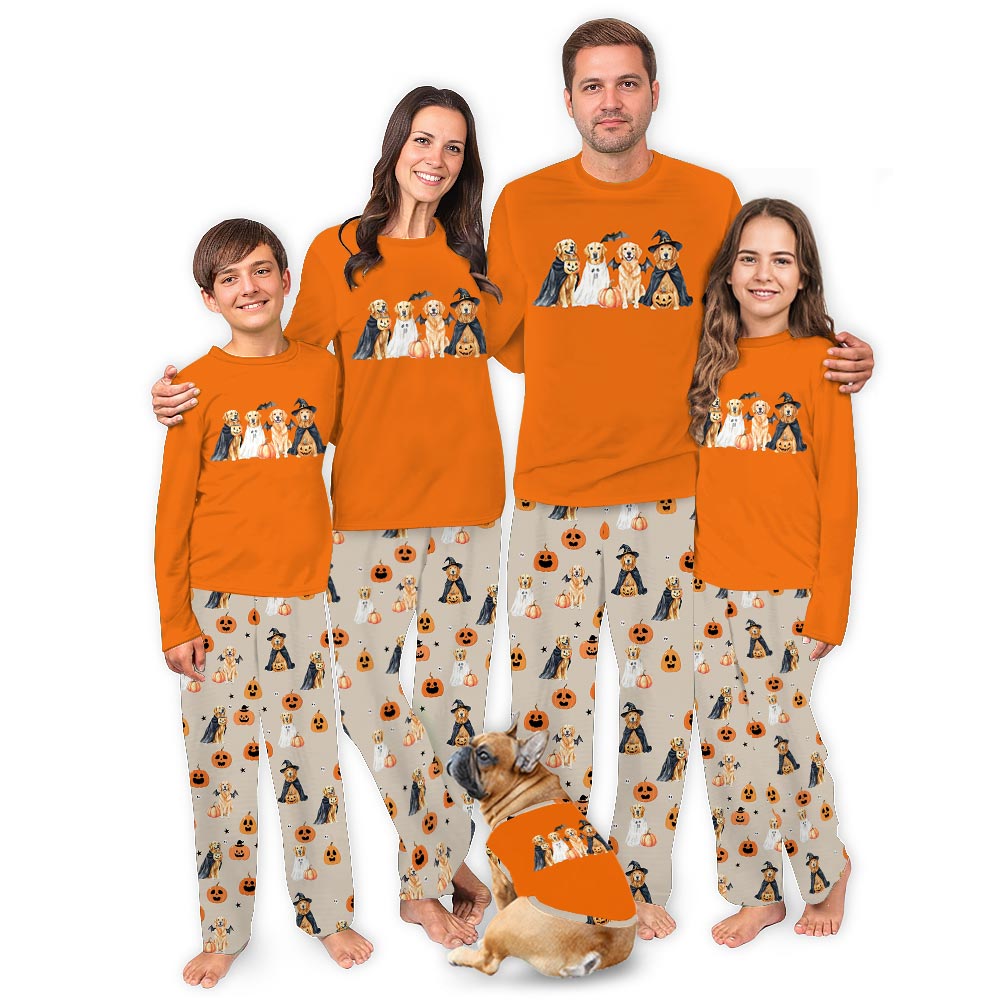 Halloween Golden Retriever Matching Family Christmas Pajamas Halloween Golden Retriever Matching Family Christmas Pajamas