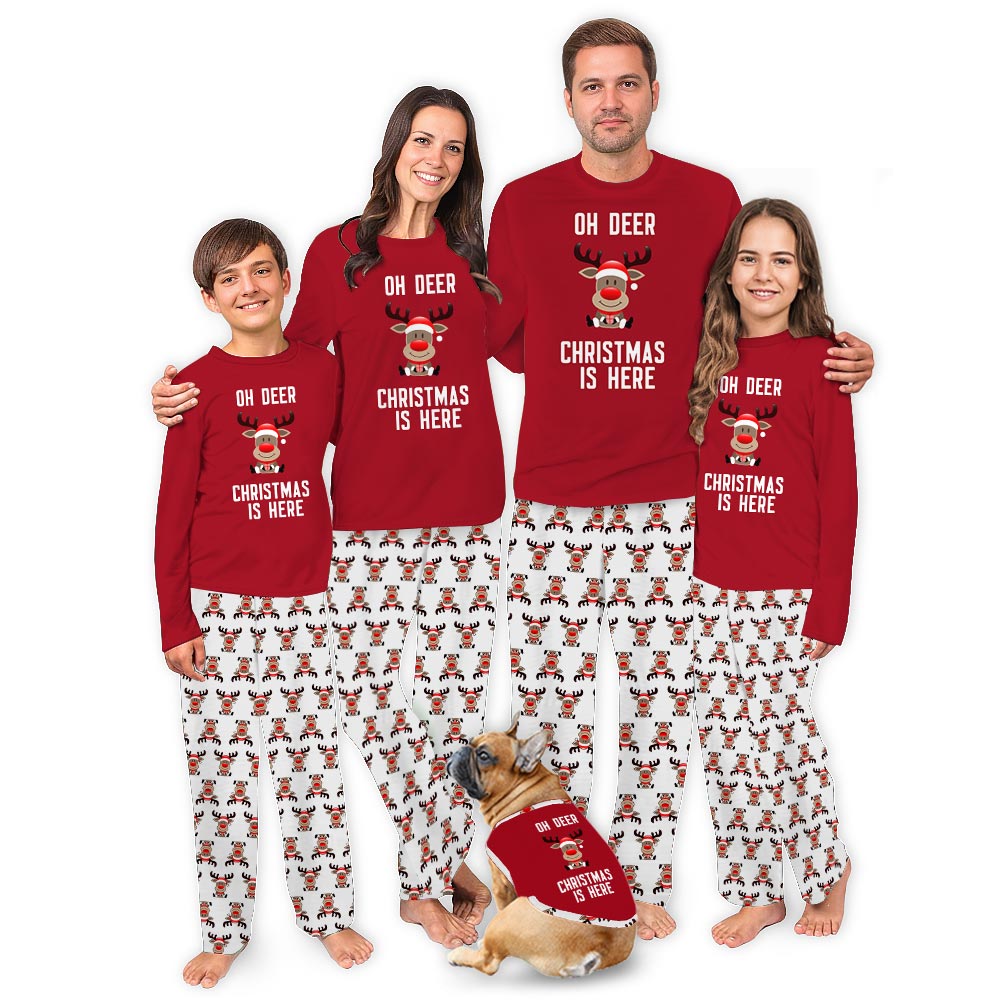 Red Oh Deer Christmas Quote Matching Christmas Pajamas Red Oh Deer Christmas Quote Matching Christmas Pajamas