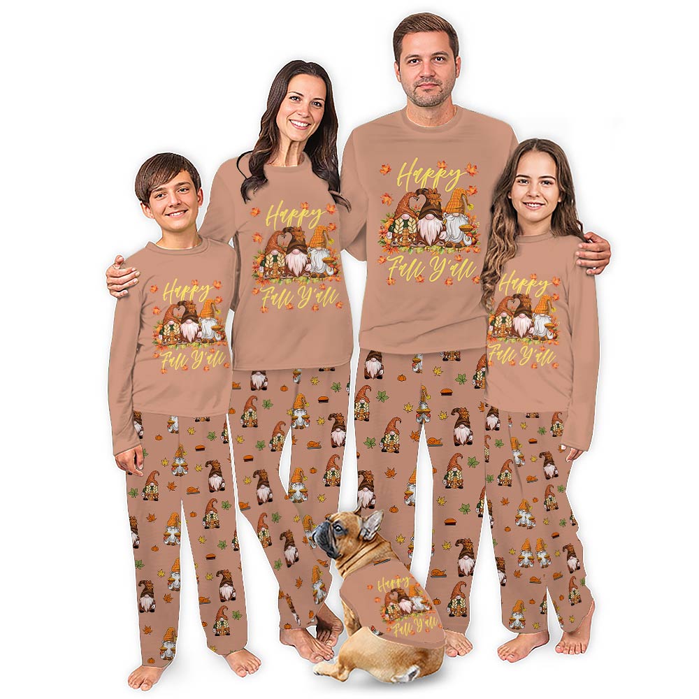 Happy Fall Yall Gnome Matching Family Pajamas All Sizes Happy Fall Yall Gnome Matching Family Pajamas All Sizes