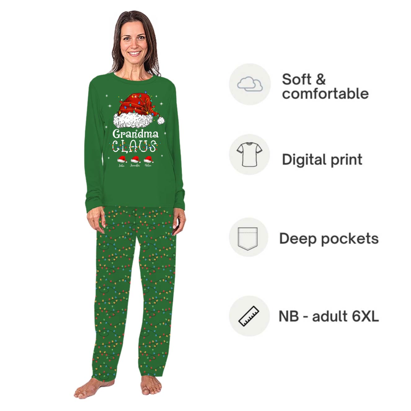 Personalized Santa Claus Hat With Name Matching Family Christmas Pajamas Personalized Santa Claus Hat With Name Matching Family Christmas Pajamas