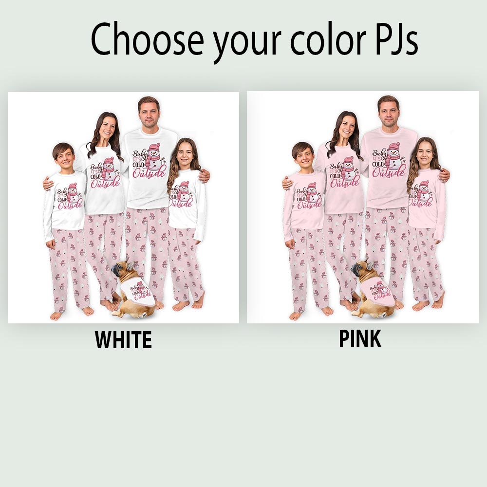 Pink It is Cold Outside Snowman Plus Size Matching Family Pajamas Pink It is Cold Outside Snowman Plus Size Matching Family Pajamas