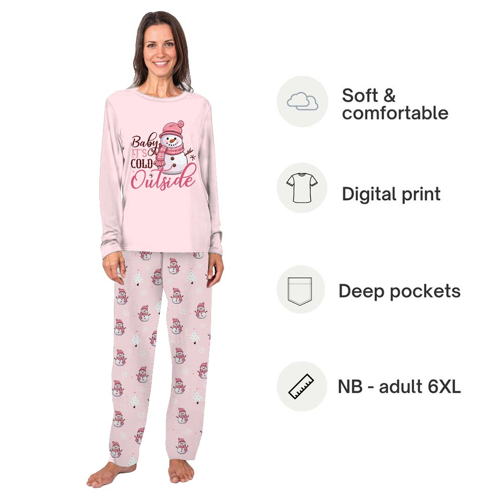 Pink It is Cold Outside Snowman Plus Size Matching Family Pajamas Pink It is Cold Outside Snowman Plus Size Matching Family Pajamas