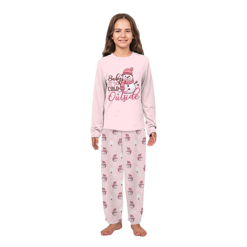Pink It is Cold Outside Snowman Plus Size Matching Family Pajamas Pink It is Cold Outside Snowman Plus Size Matching Family Pajamas