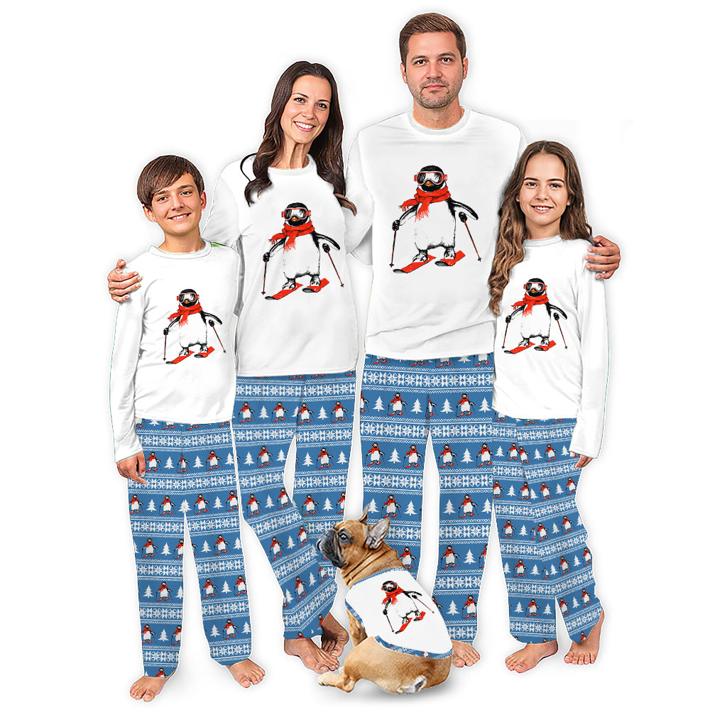 Funny Penguin Christmas Pajamas Matching Family And Dog Funny Penguin Christmas Pajamas Matching Family And Dog