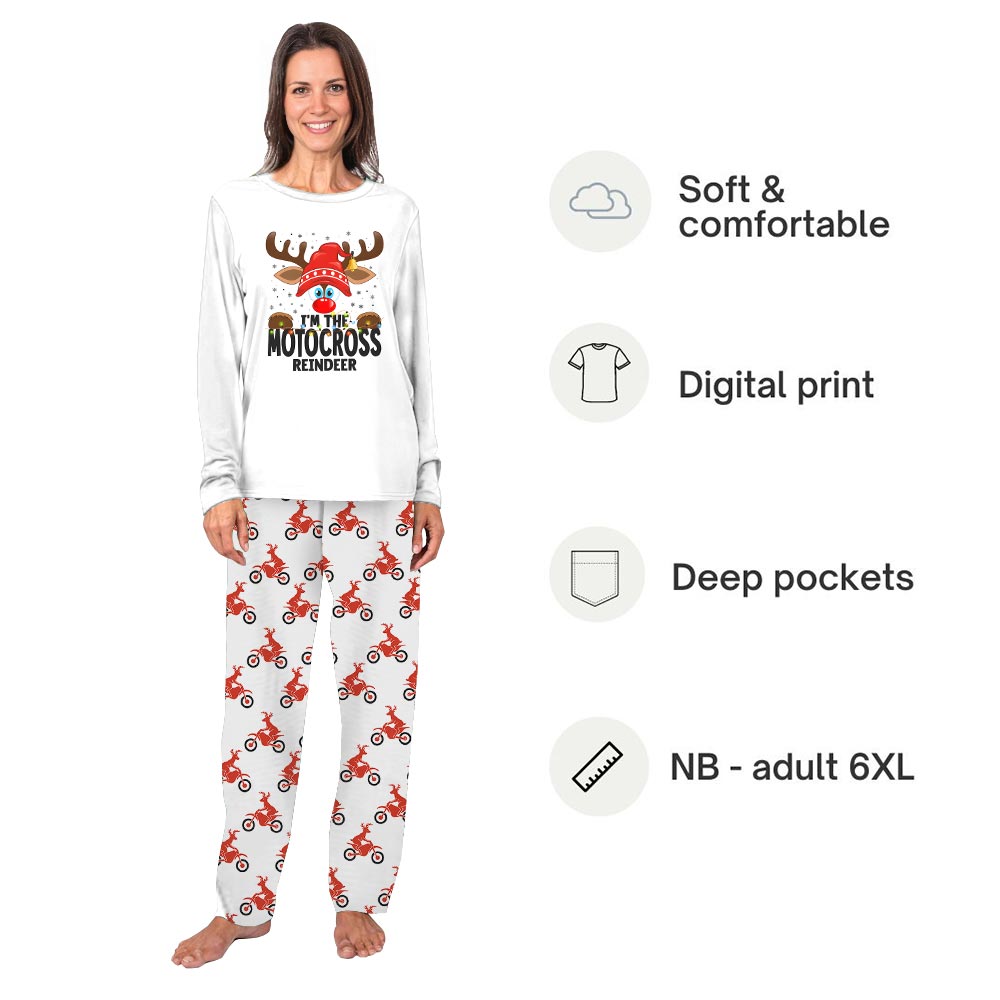 Cute Motocross Reindeer Family Christmas Pajamas Cute Motocross Reindeer Family Christmas Pajamas