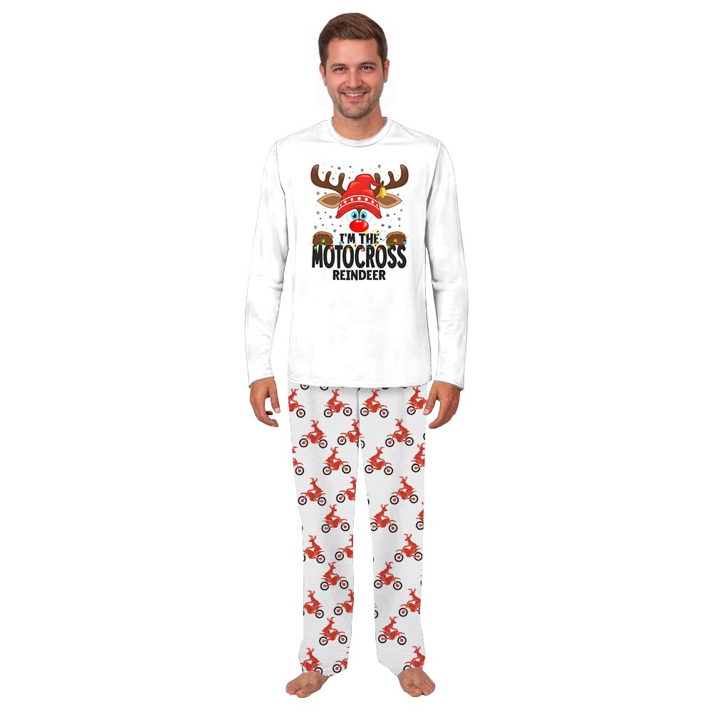 Cute Motocross Reindeer Family Christmas Pajamas Cute Motocross Reindeer Family Christmas Pajamas