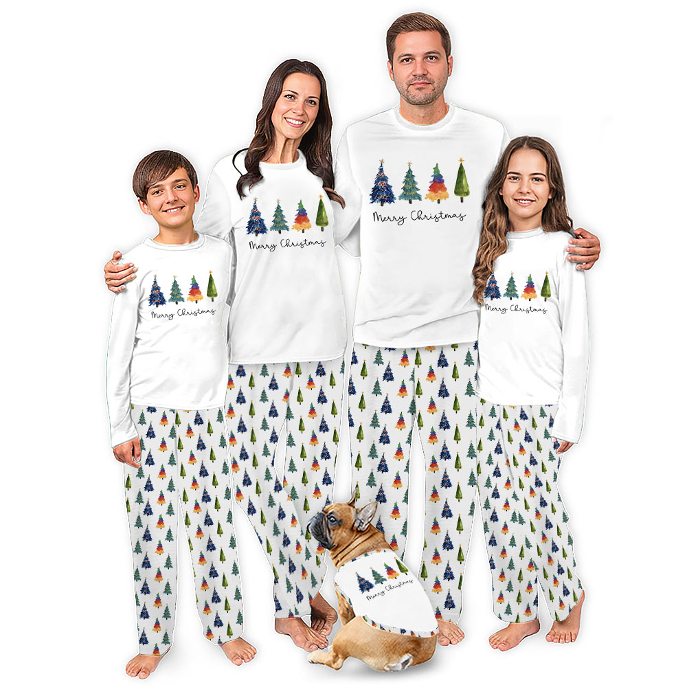 Merry Christmas Tree Matching Family and Dog Pajamas Merry Christmas Tree Matching Family and Dog Pajamas