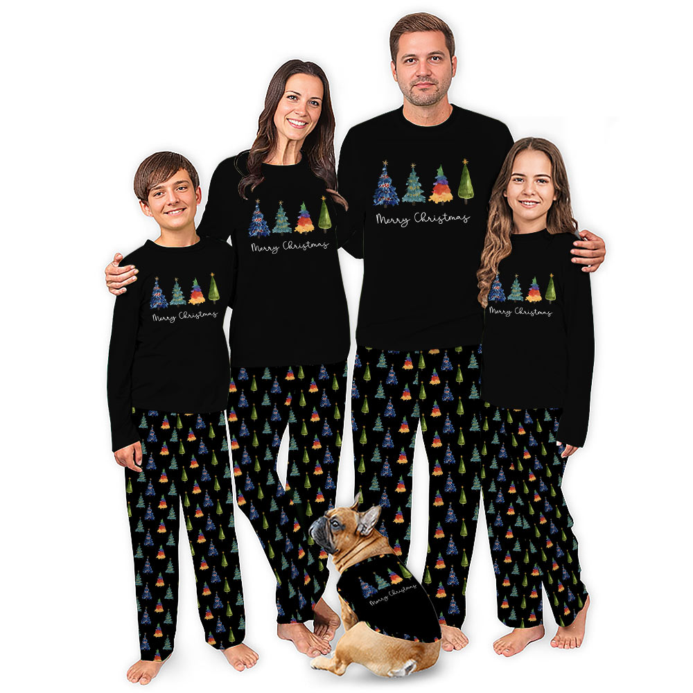 Merry Christmas Tree Matching Family and Dog Pajamas Merry Christmas Tree Matching Family and Dog Pajamas