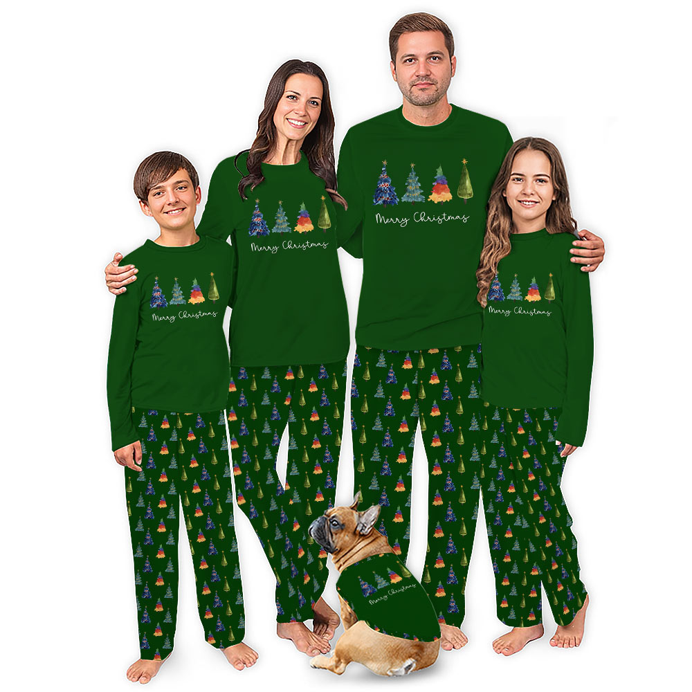 Merry Christmas Tree Matching Family and Dog Pajamas Merry Christmas Tree Matching Family and Dog Pajamas