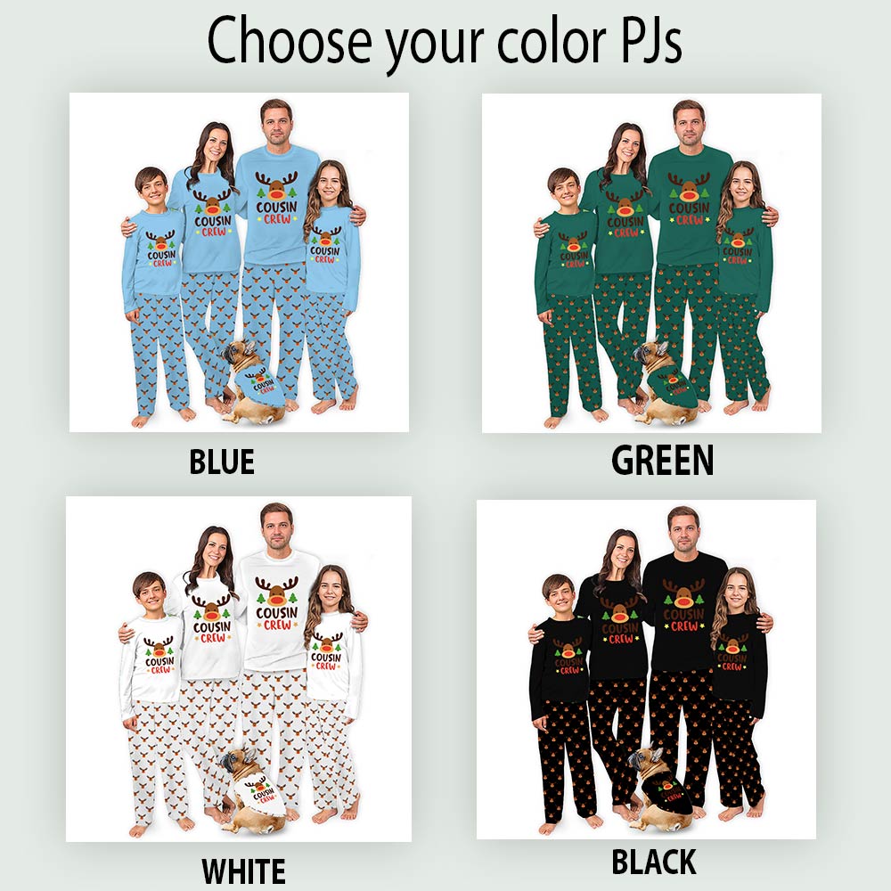 Reindeer Cousin Crew Family Christmas Pajamas With Dog