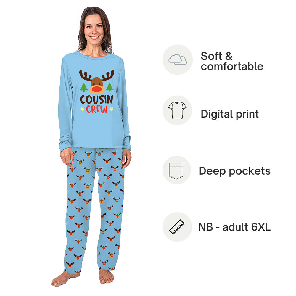 Reindeer Cousin Crew Family Christmas Pajamas With Dog