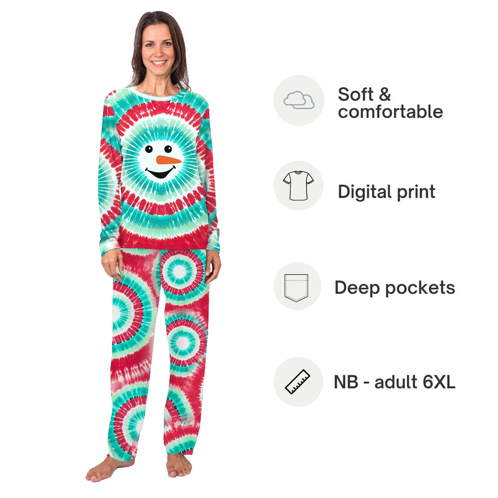 Colorful Snowman Face Custom Christmas Pajamas Colorful Snowman Face Custom Christmas Pajamas