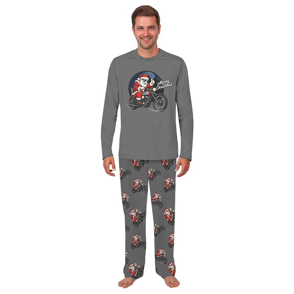 Christmas Holiday Santa Riding Dirt Bike Matching Family PJ Sets Christmas Holiday Santa Riding Dirt Bike Matching Family PJ Sets