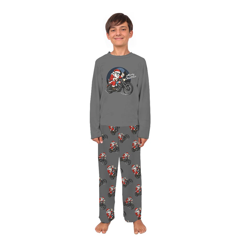 Christmas Holiday Santa Riding Dirt Bike Matching Family PJ Sets Christmas Holiday Santa Riding Dirt Bike Matching Family PJ Sets