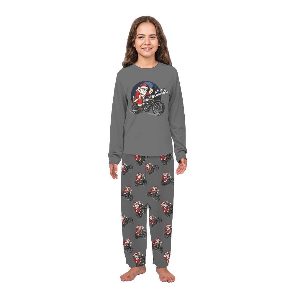 Christmas Holiday Santa Riding Dirt Bike Matching Family PJ Sets Christmas Holiday Santa Riding Dirt Bike Matching Family PJ Sets
