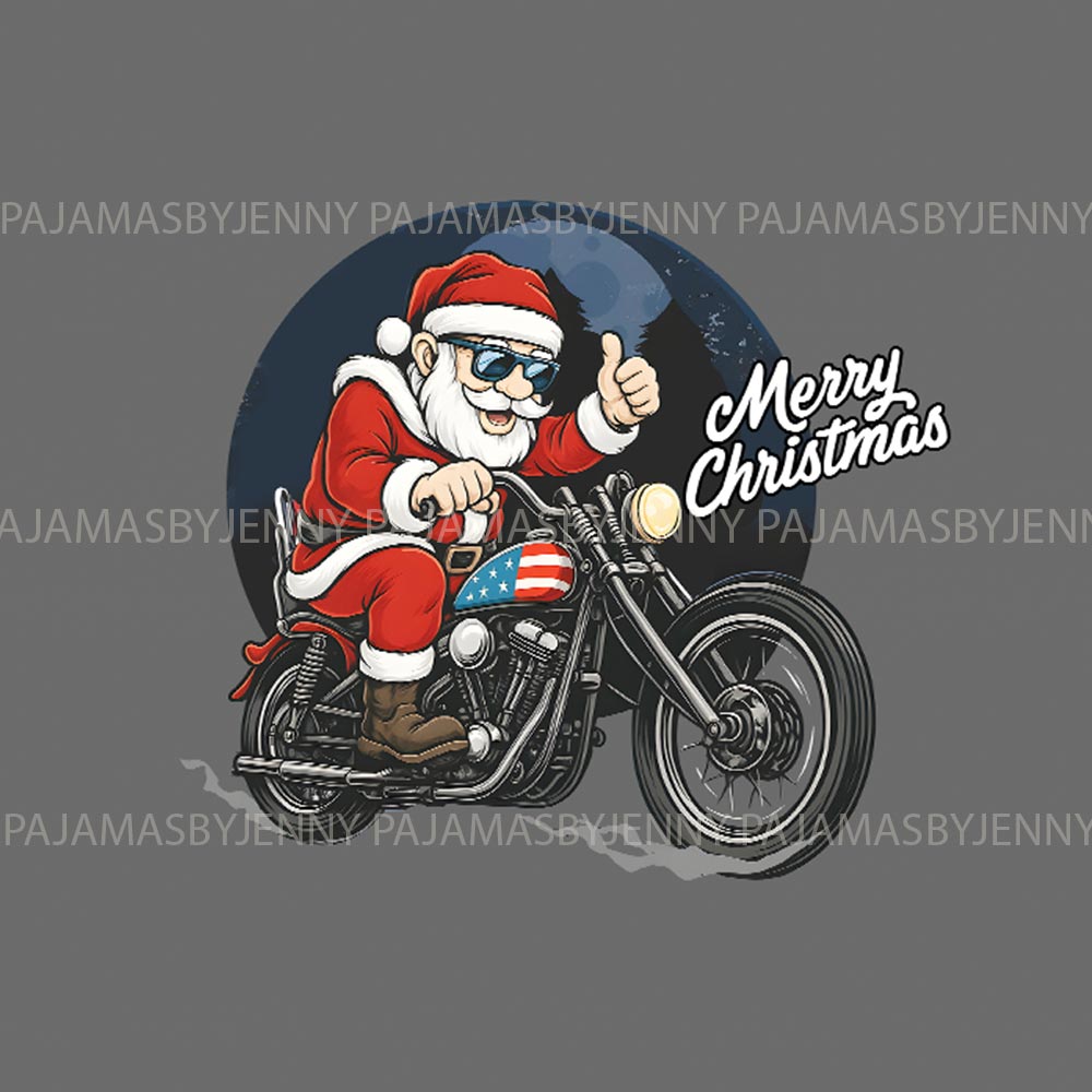 Christmas Holiday Santa Riding Dirt Bike Matching Family PJ Sets Christmas Holiday Santa Riding Dirt Bike Matching Family PJ Sets