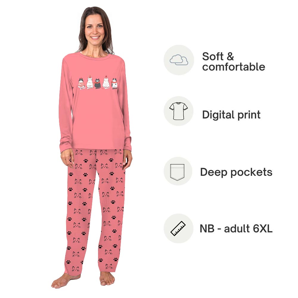 Pink Cat Lover Gift For Christmas Pajamas Family Holiday Pink Cat Lover Gift For Christmas Pajamas Family Holiday