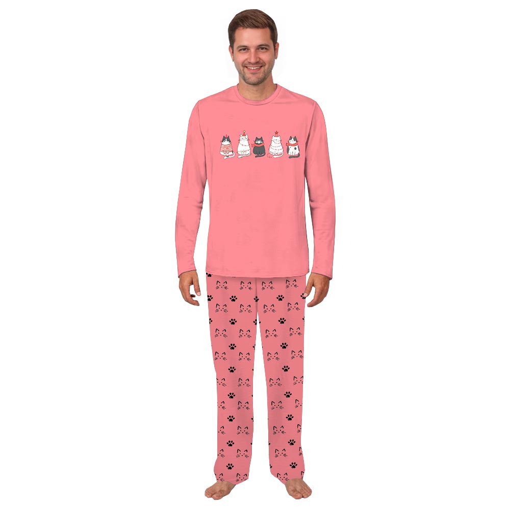 Pink Cat Lover Gift For Christmas Pajamas Family Holiday Pink Cat Lover Gift For Christmas Pajamas Family Holiday