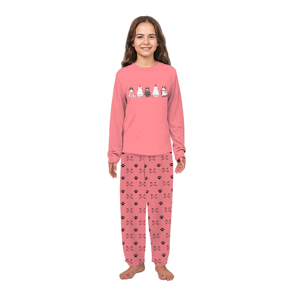 Pink Cat Lover Gift For Christmas Pajamas Family Holiday Pink Cat Lover Gift For Christmas Pajamas Family Holiday
