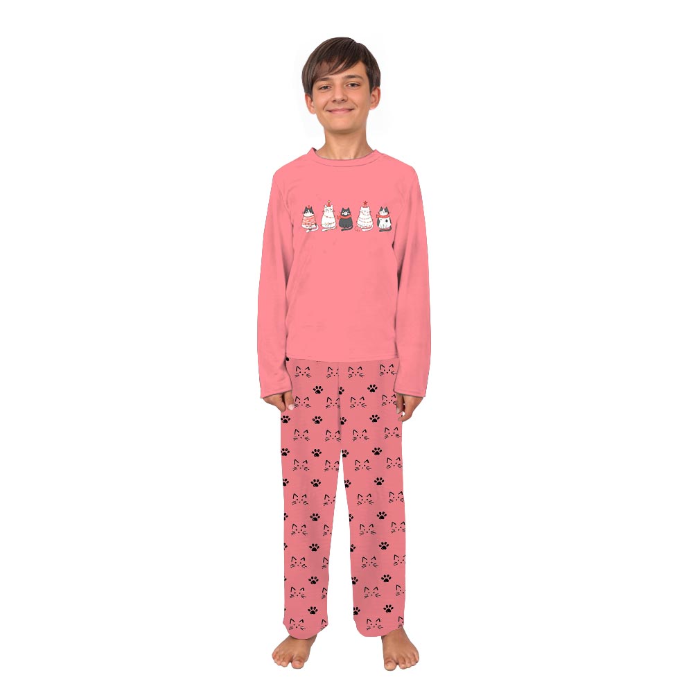 Pink Cat Lover Gift For Christmas Pajamas Family Holiday Pink Cat Lover Gift For Christmas Pajamas Family Holiday