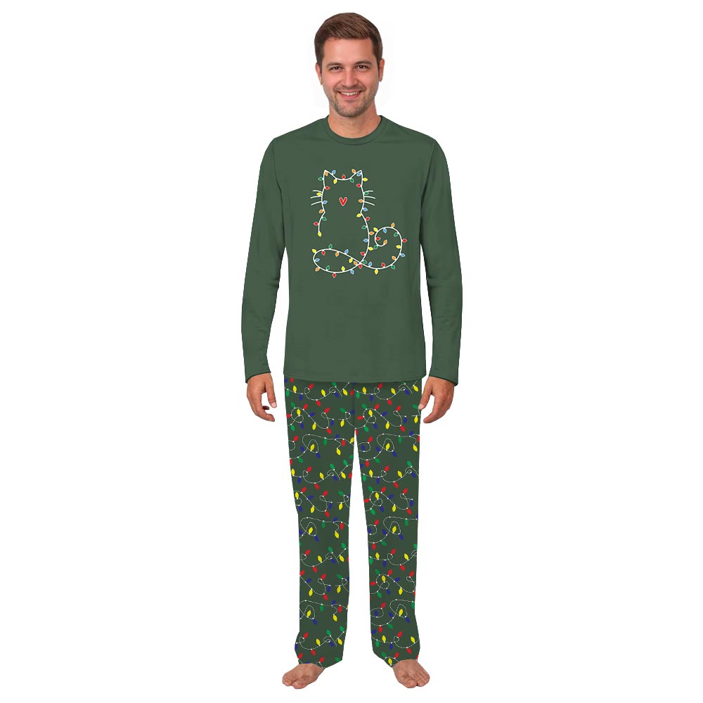 Cute Xmas Lights Cat Holiday Christmas Pajamas Cute Xmas Lights Cat Holiday Christmas Pajamas