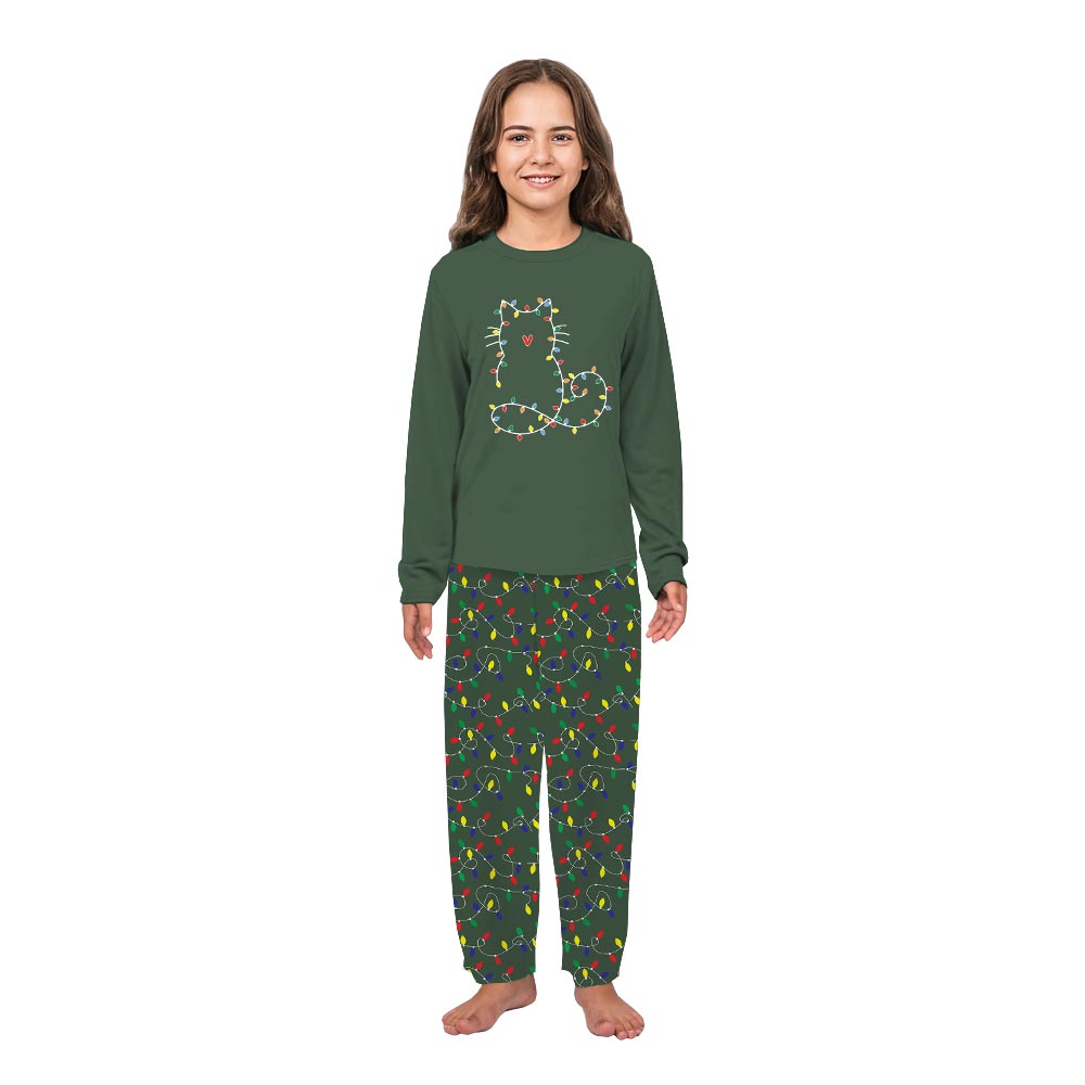 Cute Xmas Lights Cat Holiday Christmas Pajamas Cute Xmas Lights Cat Holiday Christmas Pajamas