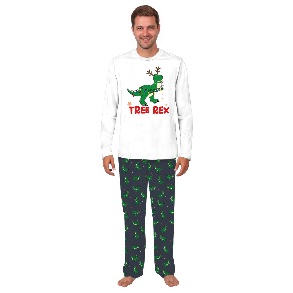 White Tree Rex Dinosaur Family Pajamas Matching Christmas White Tree Rex Dinosaur Family Pajamas Matching Christmas
