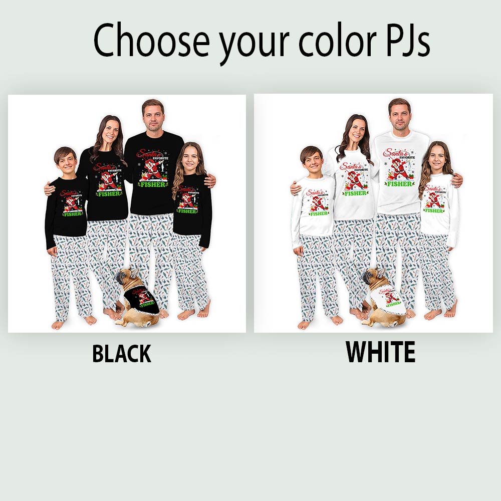 Santa Favorite Fisher Matching Christmas Pjs With Dog Santa Favorite Fisher Matching Christmas Pjs With Dog