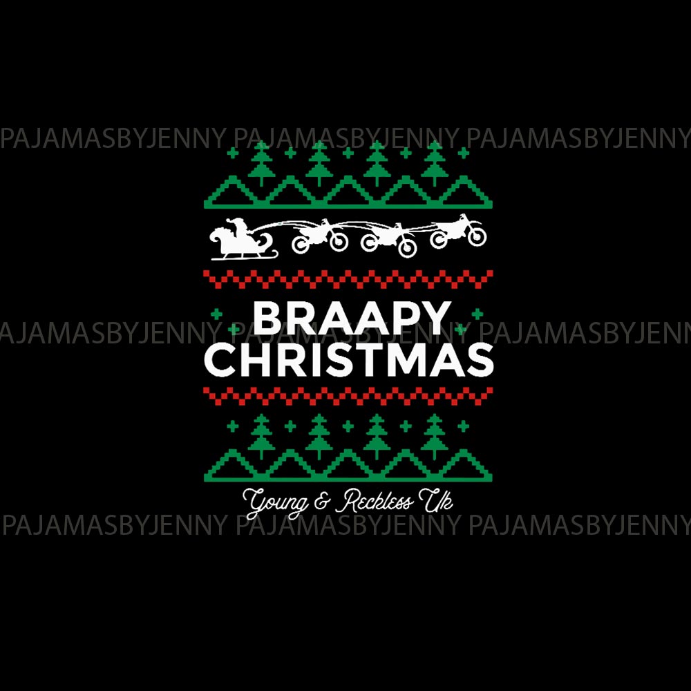Black Motocross Braapy Christmas Matching Family Pajamas Black Motocross Braapy Christmas Matching Family Pajamas