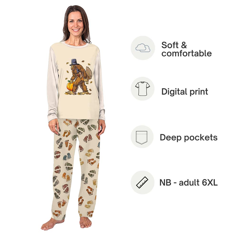 Sasquatch Family Matching Thanksgiving Pajamas With Sizes For Newborn Sasquatch Family Matching Thanksgiving Pajamas With Sizes For Newborn