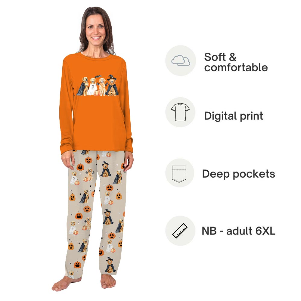 Halloween Golden Retriever Matching Family Christmas Pajamas Halloween Golden Retriever Matching Family Christmas Pajamas