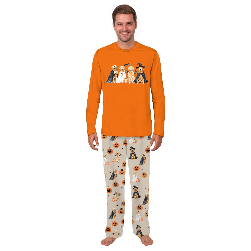 Halloween Golden Retriever Matching Family Christmas Pajamas Halloween Golden Retriever Matching Family Christmas Pajamas