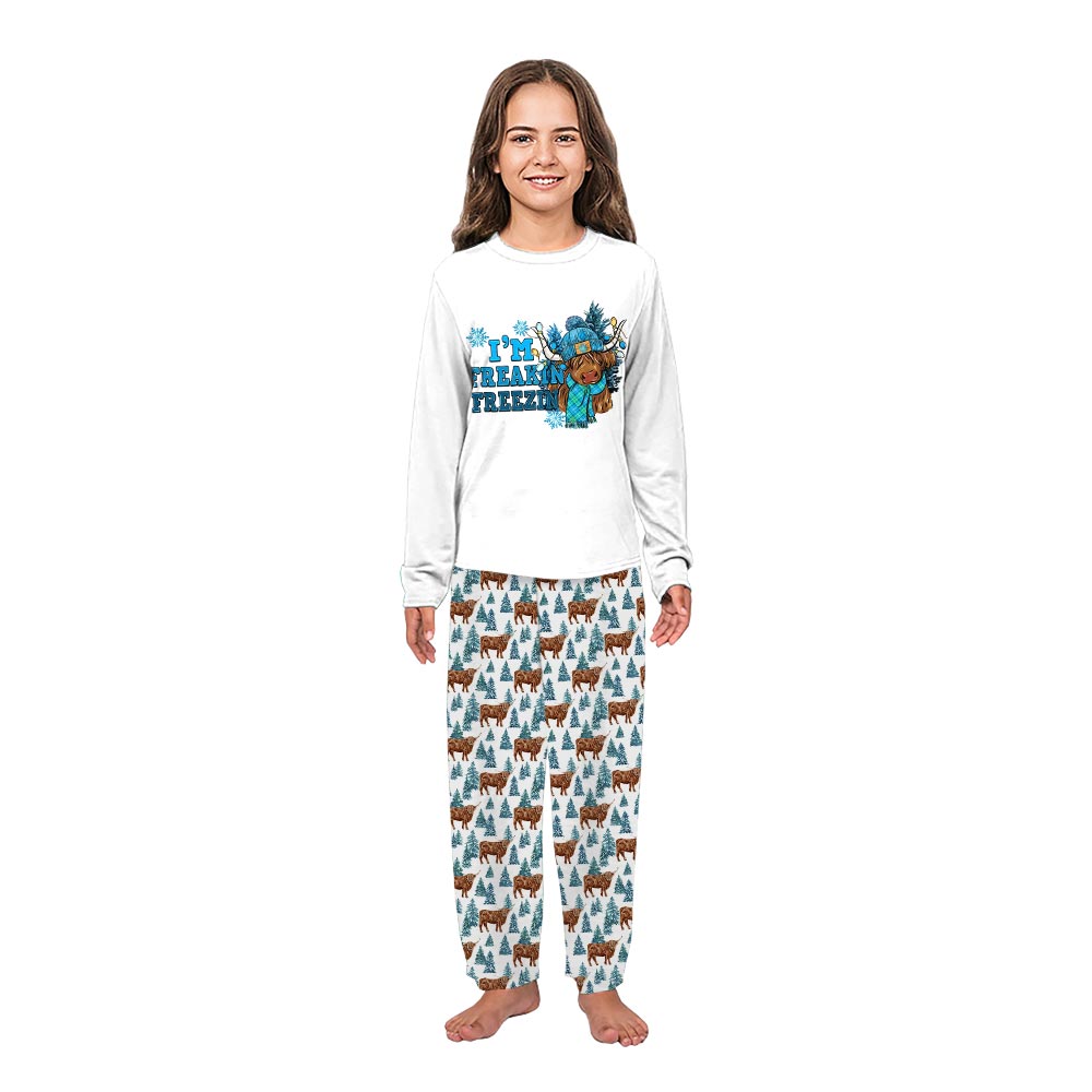 Matching Cow Christmas Pajamas Saying Im Freaking Freezing Matching Cow Christmas Pajamas Saying Im Freaking Freezing