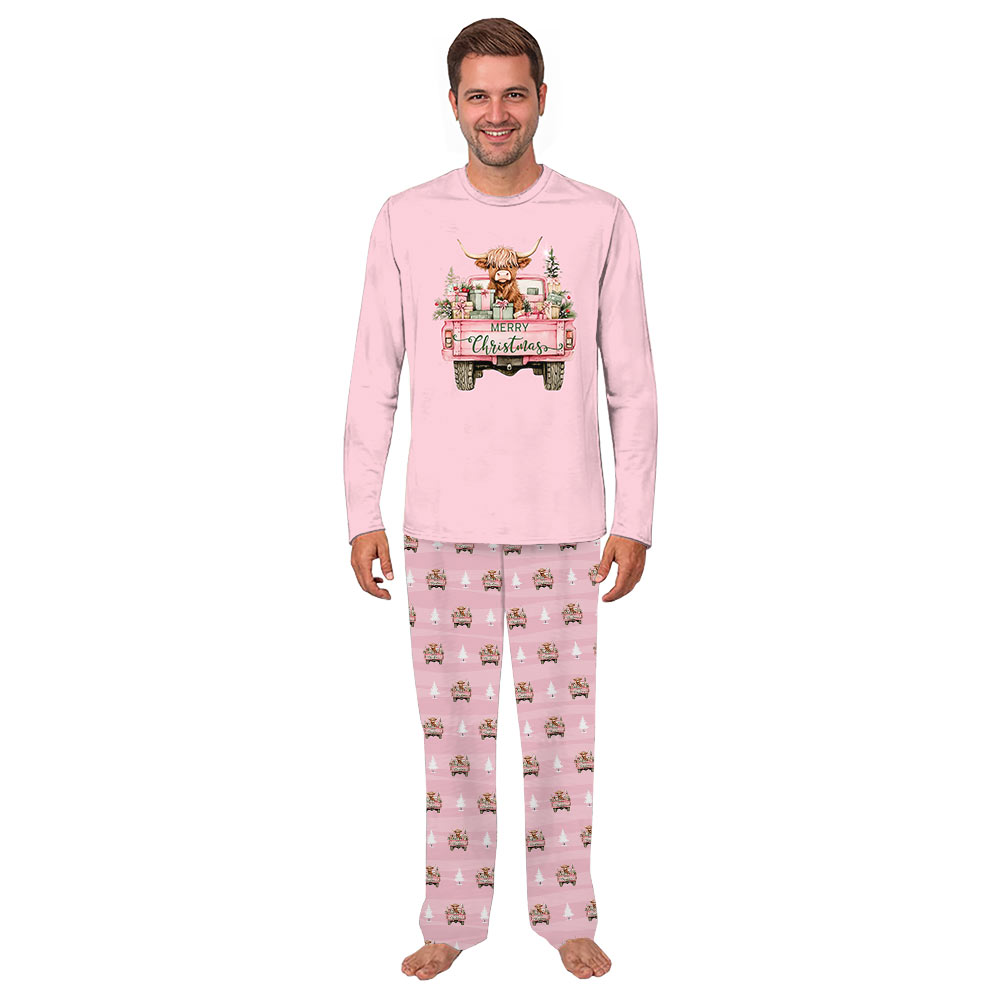 Pink Highland Cow Christmas Holiday Family Pajamas Pink Highland Cow Christmas Holiday Family Pajamas