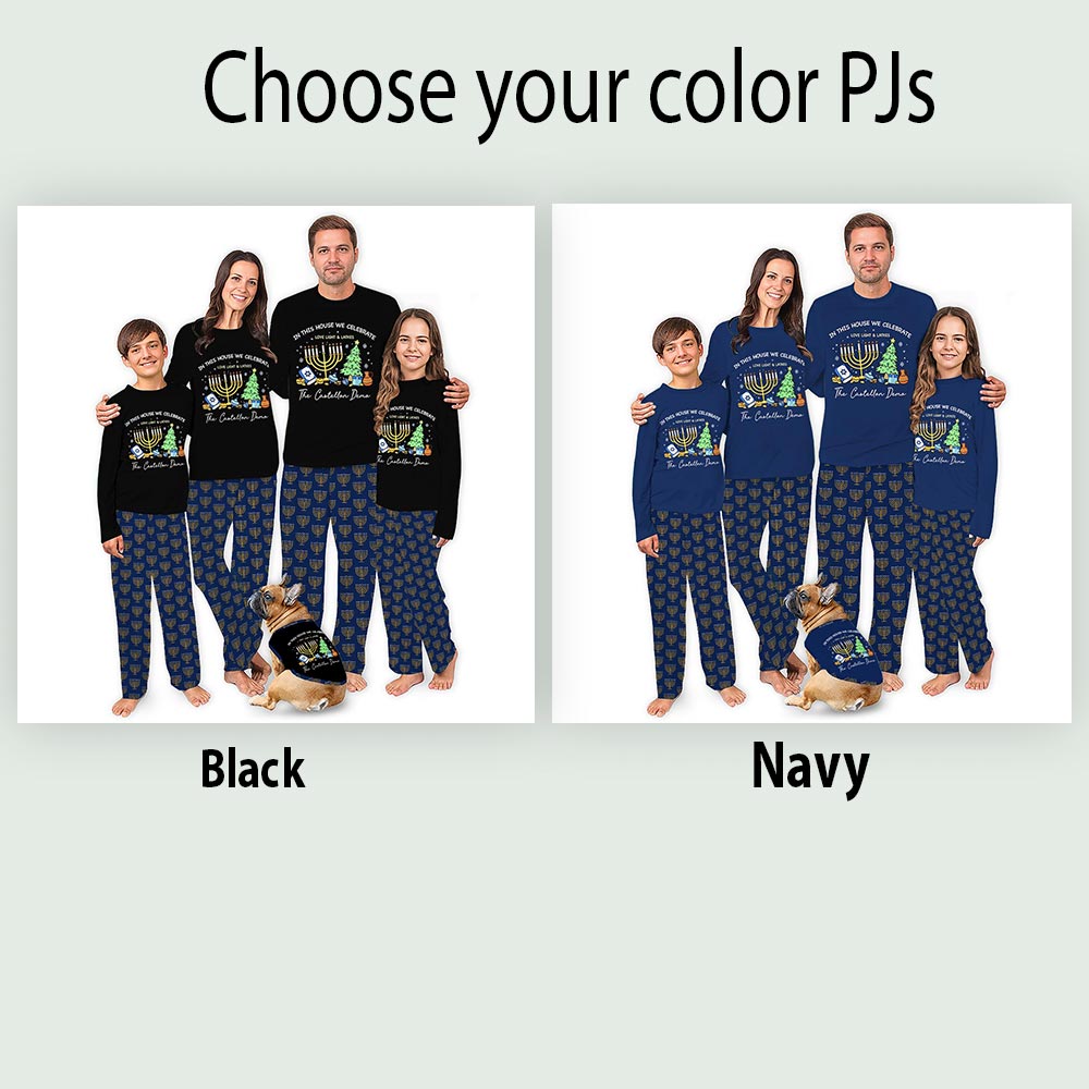 Personalized Matching Hanukkah Family Pajamas With Pockets Personalized Matching Hanukkah Family Pajamas With Pockets