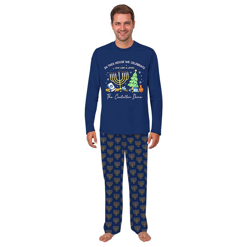 Personalized Matching Hanukkah Family Pajamas With Pockets Personalized Matching Hanukkah Family Pajamas With Pockets