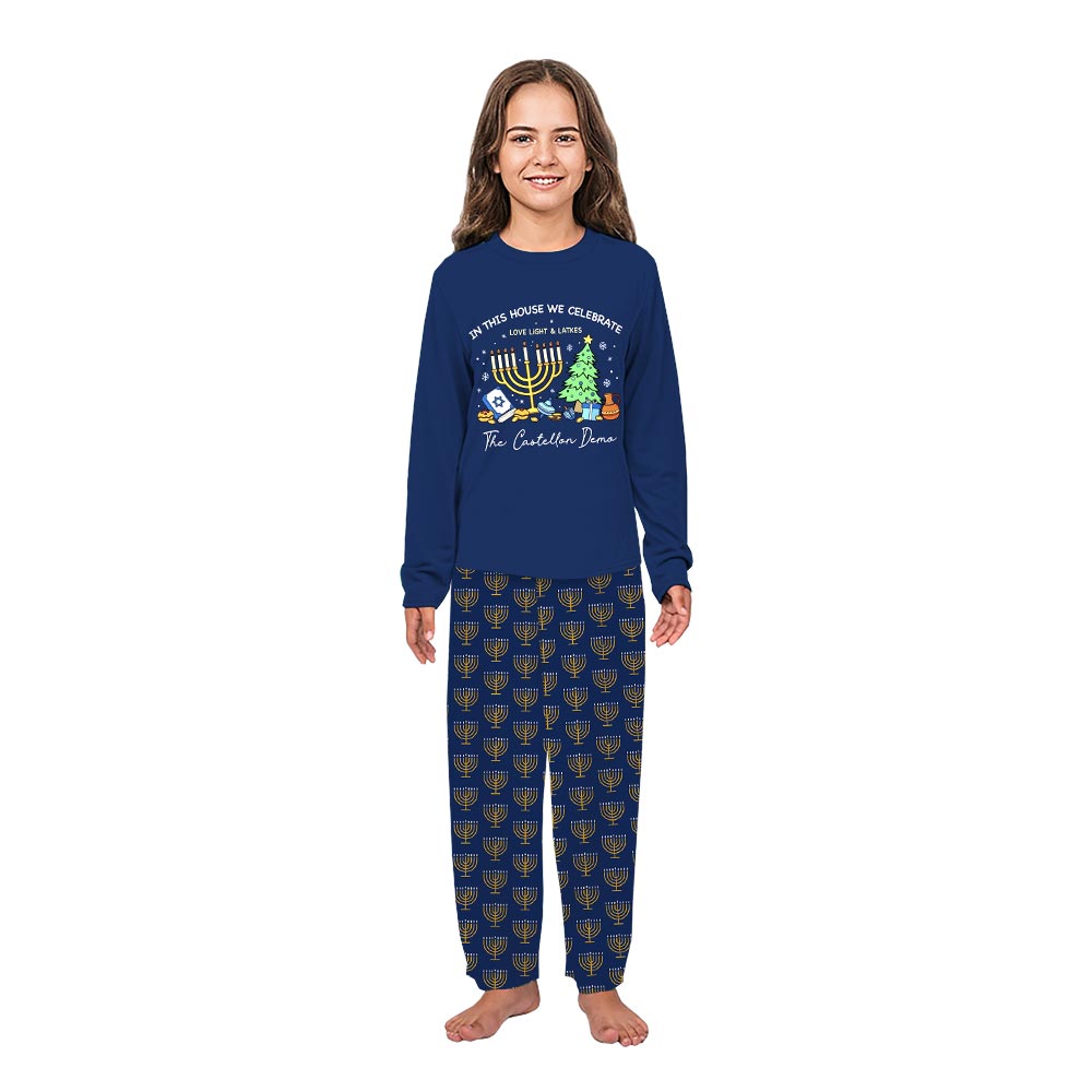 Personalized Matching Hanukkah Family Pajamas With Pockets Personalized Matching Hanukkah Family Pajamas With Pockets