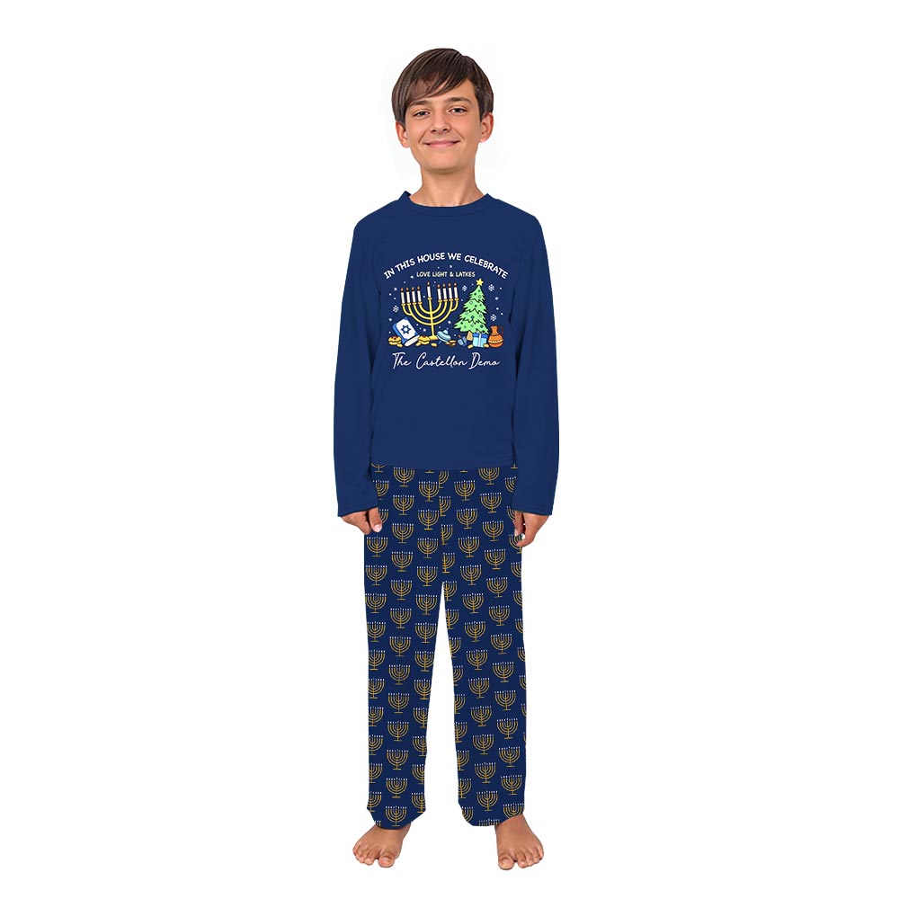 Personalized Matching Hanukkah Family Pajamas With Pockets Personalized Matching Hanukkah Family Pajamas With Pockets