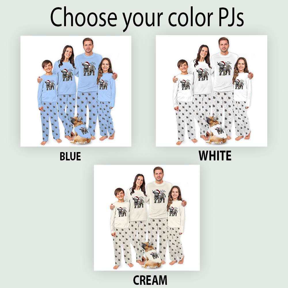 Funny Highland Cow Family Christmas Pajamas Blue Funny Highland Cow Family Christmas Pajamas Blue
