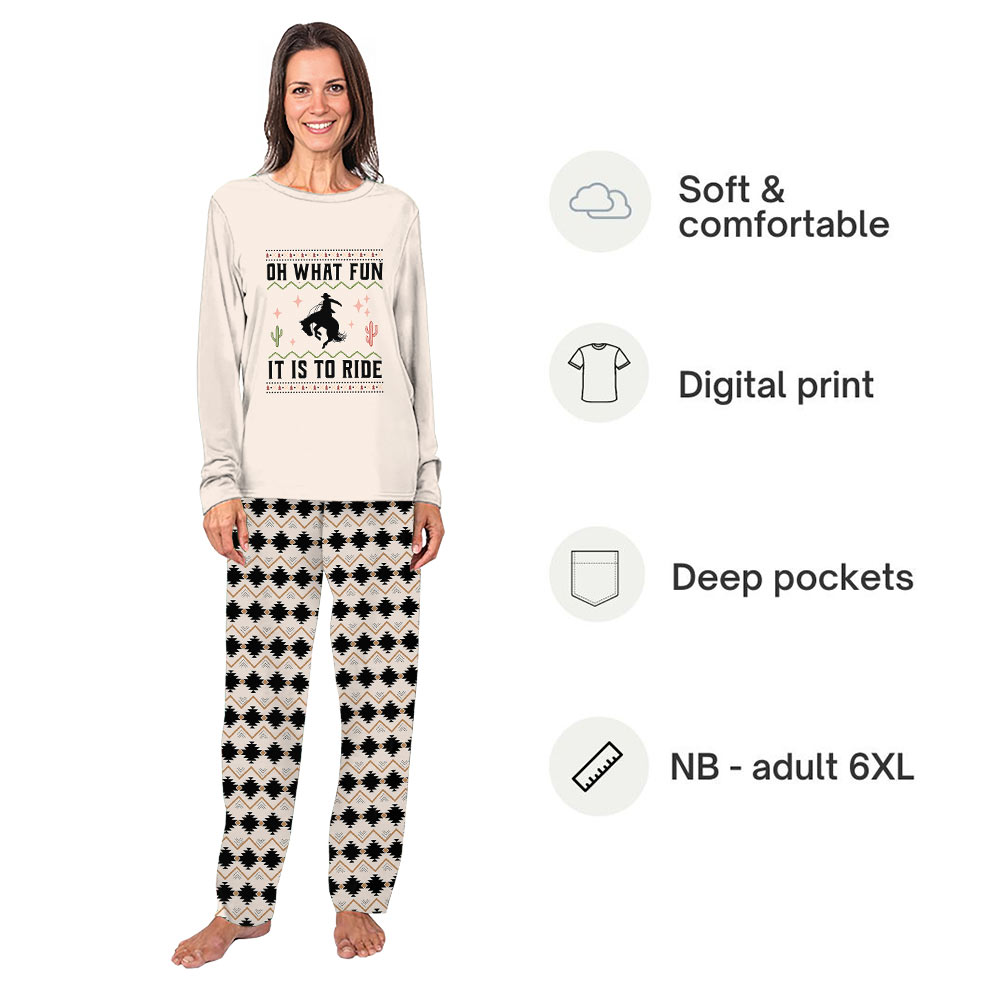 Oh What Fun It is To Ride Cool Cowboy Christmas Pajamas Oh What Fun It is To Ride Cool Cowboy Christmas Pajamas