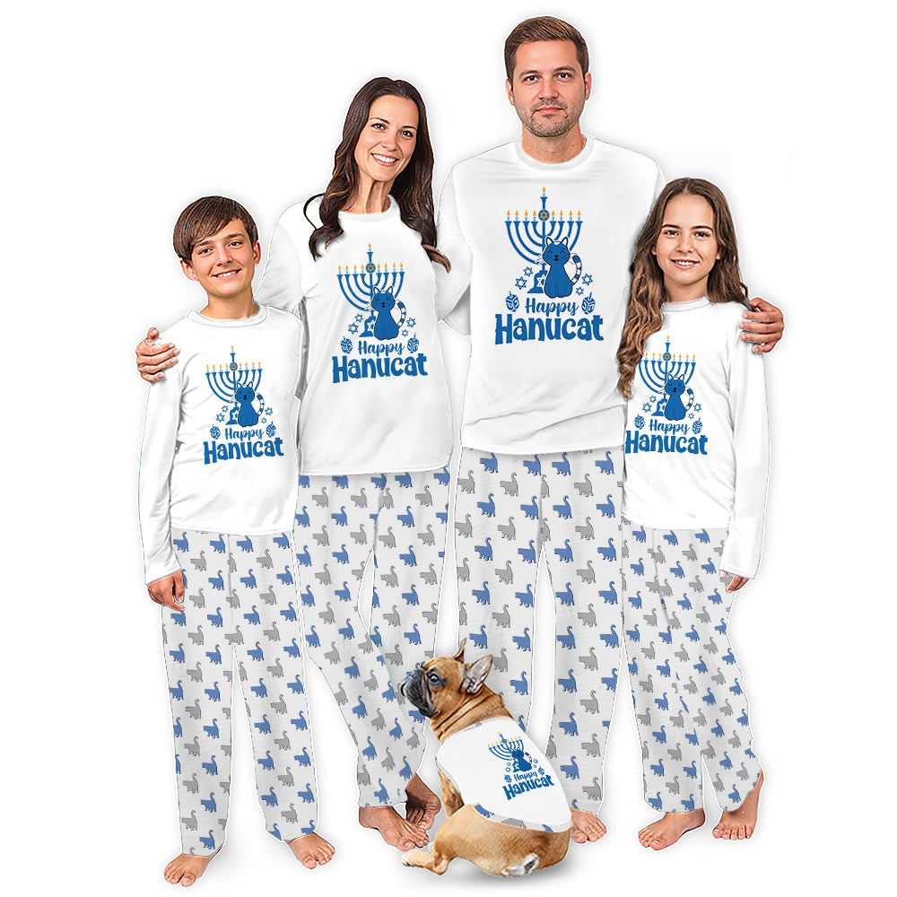 Happy Hanucat Family Pajamas With Plus and Infant Sizes Happy Hanucat Family Pajamas With Plus and Infant Sizes