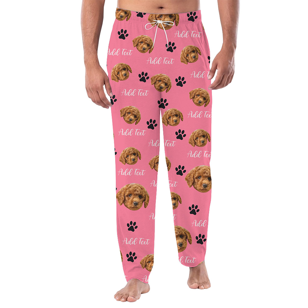 Live Preview Family PJ Pants with Pet Face and Text Personalization Live Preview Family PJ Pants with Pet Face and Text Personalization