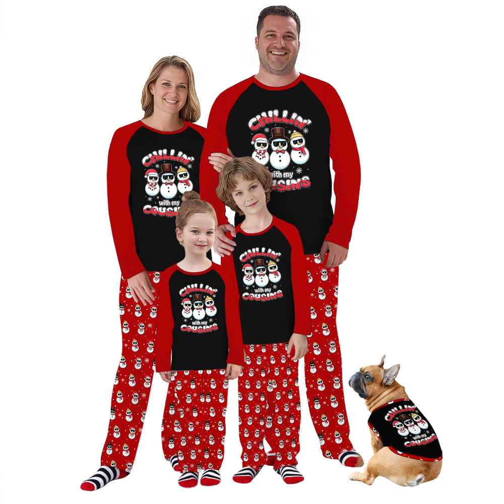 Chilling With My Cousins Snowman Matching Family Christmas Pajamas