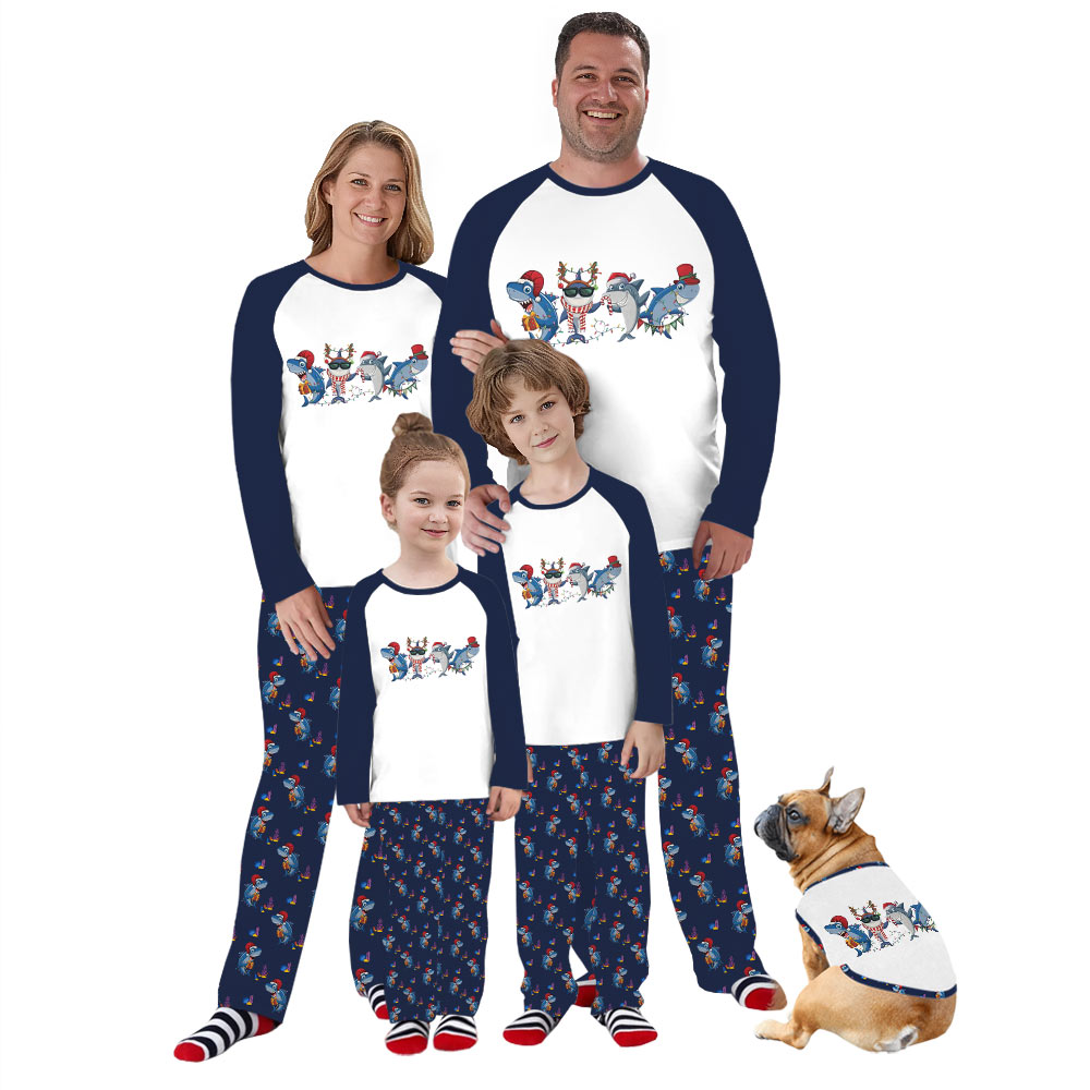 Funny Shark Christmas Pajamas Matching Family And Dog Funny Shark Christmas Pajamas Matching Family And Dog