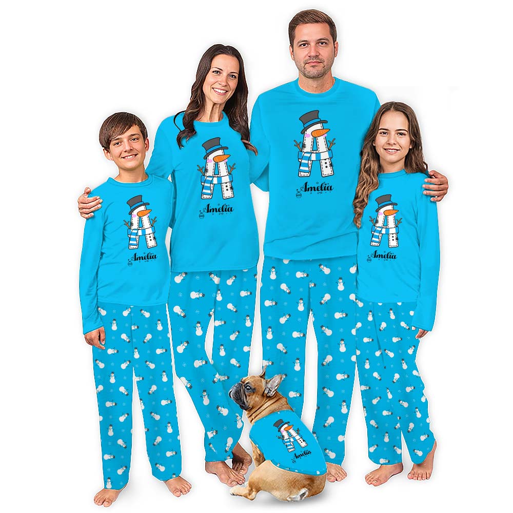 Personalized Snowman Monogrammed Matching Family Christmas Pajamas Personalized Snowman Monogrammed Matching Family Christmas Pajamas