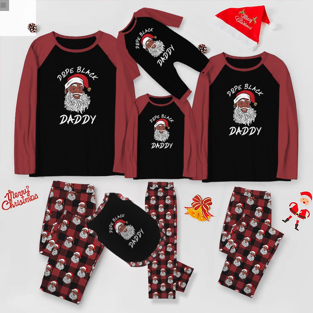 Raglan Black Santa Matching Christmas Pajamas All Sizes Raglan Black Santa Matching Christmas Pajamas All Sizes