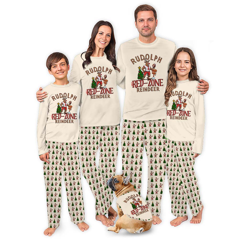 Rudolph The Red Nosed Reindeer FootBall Christmas Pajamas Matching Family Rudolph The Red Nosed Reindeer FootBall Christmas Pajamas Matching Family